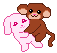 Uhh I don't know what they're doing, monkeys and bunnies are just fun and cute