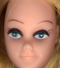 Tina doesn't have rooted eyelashes like Pippa.  Her eyelashes are painted like the ones on vintage Barbie dolls.