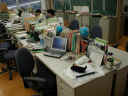 This is my desk at school. Each year every teachers desk is moved to a different location. The more important teachers sit in the middle of the room. I am usually near the door