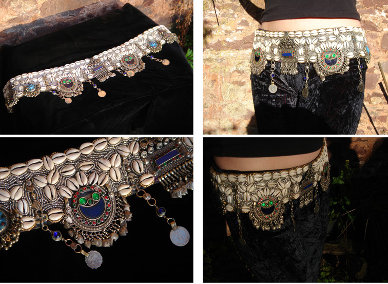 Blue Crescent Moon Shell Belt