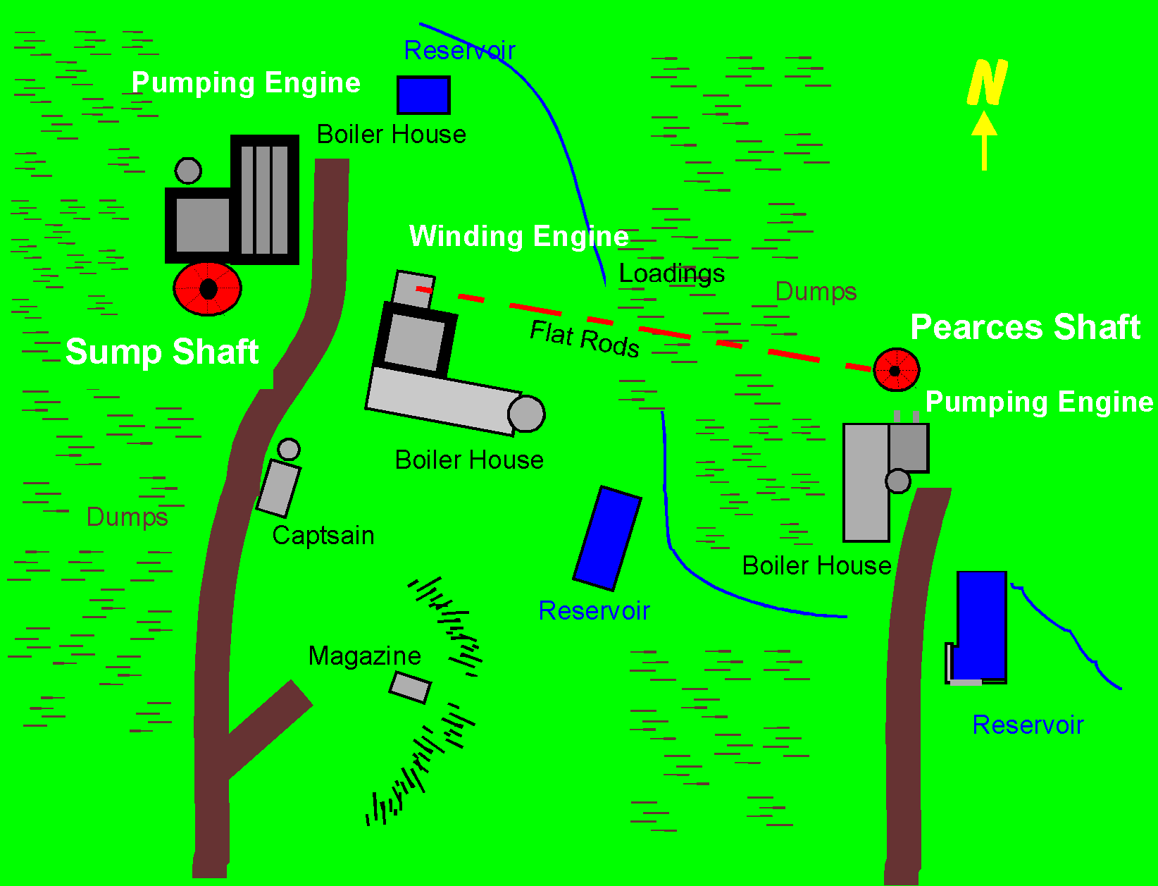 Plan of area around Sump and Pearces shaft