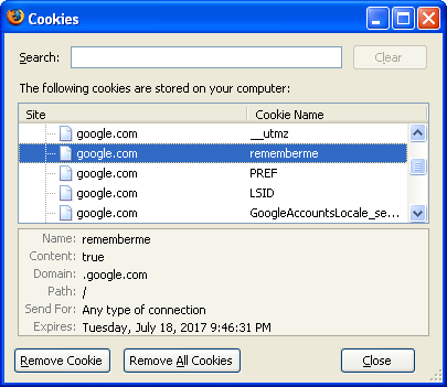 Cookie Management with FireFox