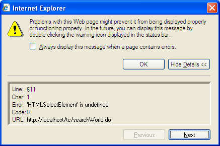 Internet Explorer - Error: HTMLSelectElement is undefined
