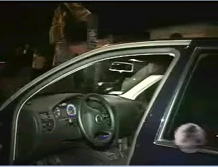 Auto en el que viajaba la reportera