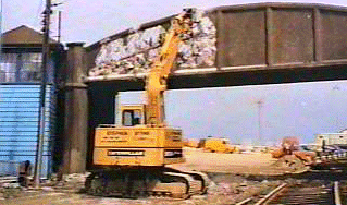 Knocking down old bridge