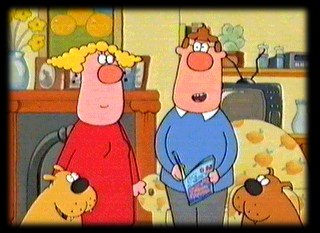 Bob and Margaret at home with the dogs...