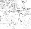 Mitch Pileggi and Nicholas Lea playin' the guitar