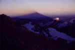 The shadow that Aconcagua casts as the sun rises over it.