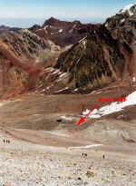 Base Camp in the distance as you make your way up to Camp 1