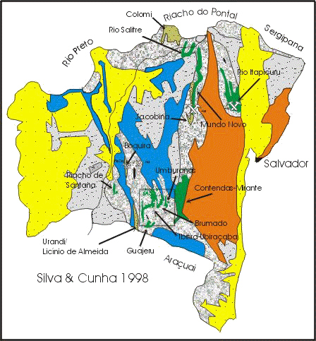 Mapa dos Greenstone Belts - Bahia