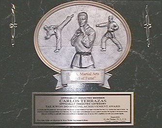 Plaque received by Carlos at induction ceremony