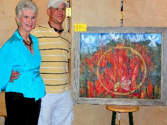 Artist Terry Birkenfeld with Fireman Quentin Dobmeier