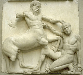 This centaur is portrayed with a humane face