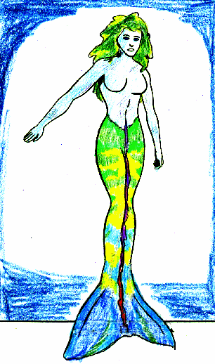 Splash, mermaid working underwater only, seaweed nets and sonar