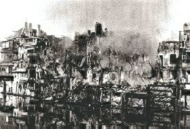 Cidade francesa de Verdun, completamente destruda.