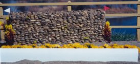 Flower box, Rock wall w/simulated moss
