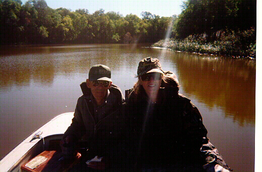 Toni with her hired Guide Mr. Munro exploring Red Deer Lake