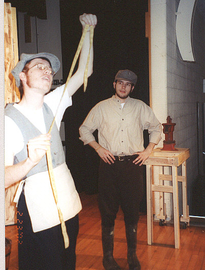 Motel (Joel Sackenheim) and Tevye (Billy O'Hara).