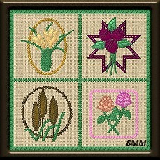 'Floral 4 Square' - Original Computer Cross Stitch Graphic by Shirley Marshall/Perfect Sites Web Design