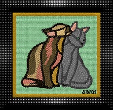 'Kitty Love' - Original Computer Cross Stitch Graphic by Shirley Marshall/Perfect Sites Web Design