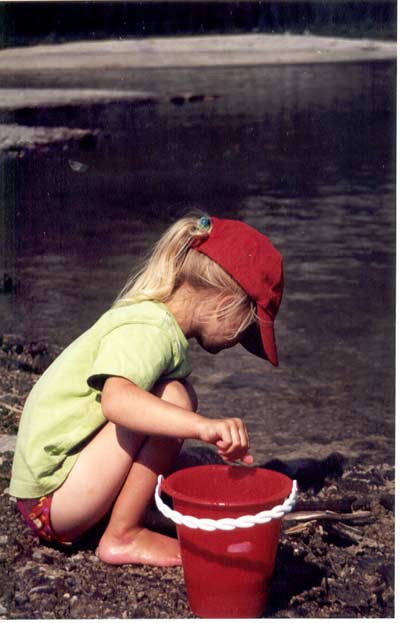 Playing near the lake.