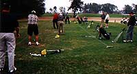 Loosening up at the range before the Roommates' Tournament
