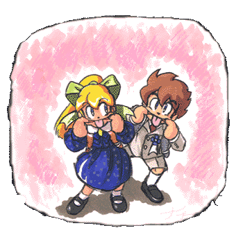 Roll and Megaman in a sibling portriat