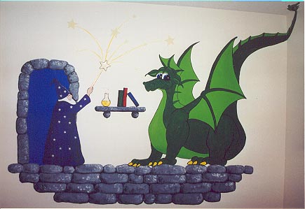 Dragon mural in Junior's room