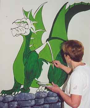 Mom M. filling in the dragon