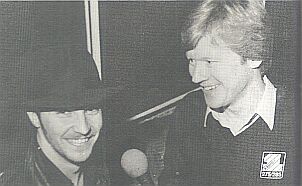 David Jensen in mid-interview with Midge Ure at the Quiz