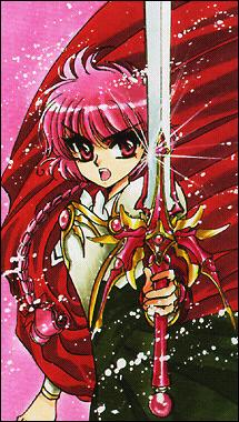 Hikaru in a cape with her sword!