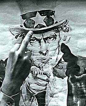 Picture of a Finger to a 60's  Uncle Sam, 1969