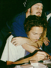 Alex is asleep on Brandon, guess he was real busy. (incubus)