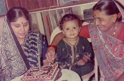 With mummy and daadi on 1st Birthday