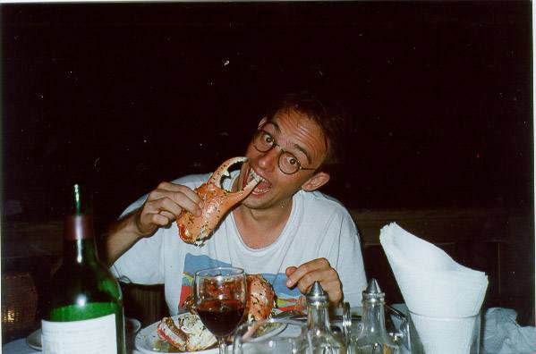 Christian eating king crab