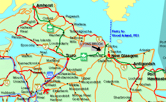 Map of North Eastern Region of Nova Scotia