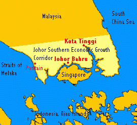 Johor Southern Economic Growth Corridor Approximate Location Map