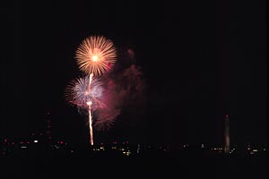 Fireworks, Independence Day 1997 with Washington Monument
