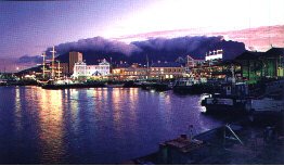 The Victoria & Alfred Waterfront with the 'Table cloth' over Table Mountain