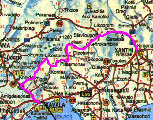 Map Kavala - Xanthi (142k)
