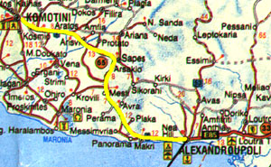 Map Komotini - Alexandroupoli (50k)