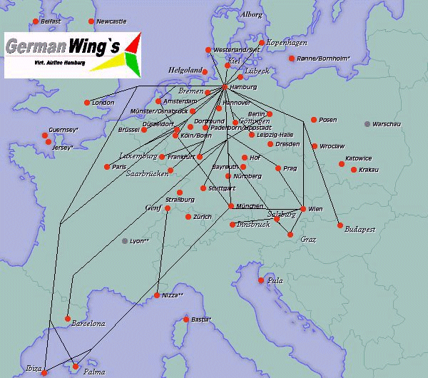 Unsere Flugrouten Von German Wingsns