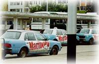 Blue taxis in Lantau Island
