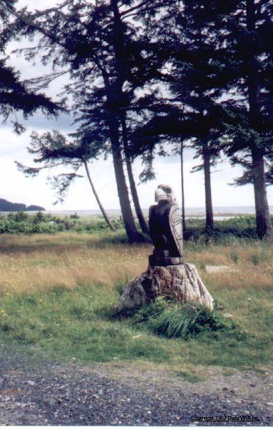 Eagle totem pole at Rennel Sound