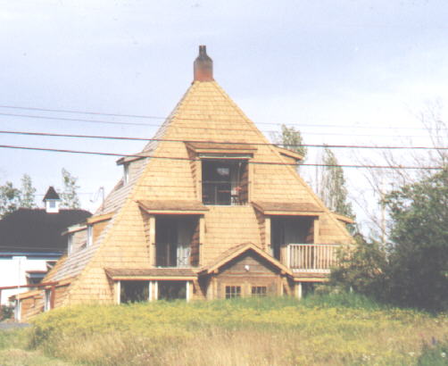Pyramid house in downtown Atlin Lake