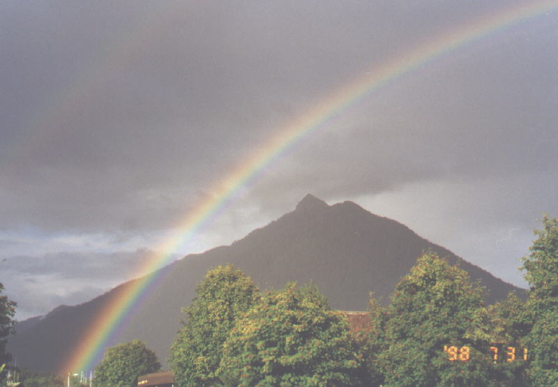 Rainbow over mountain in Sitka 