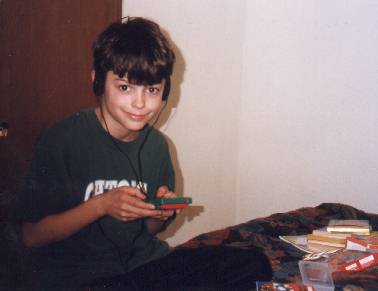 Jacob playing his Gameboy 