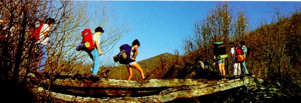 Excursionistas practicando senderismo