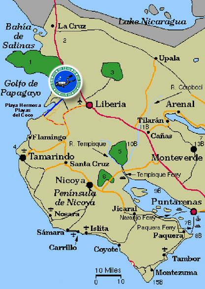 Scuba diving in Costa Rica maps Guanacaste