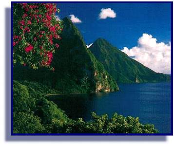 The Pitons, St. Lucia - Saint Lucia,St-Lucia,St. Lucia hotels inns lodging travel resorts accommodations holidays honeymoon Marigot Bay Caribbean